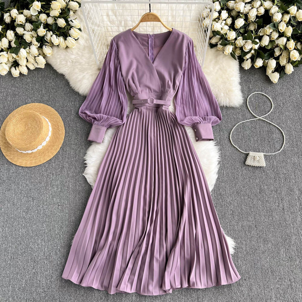 French retro V-neck dress