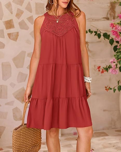 Summer A-line dress with halter neckline