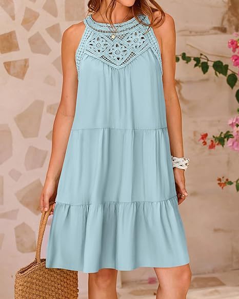 Summer A-line dress with halter neckline