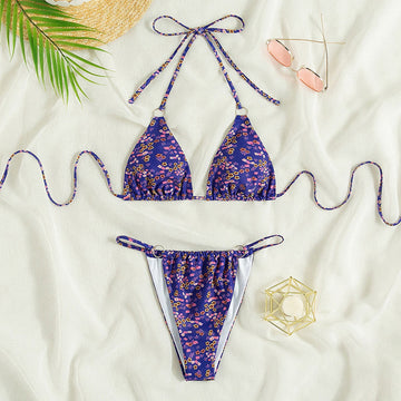 Bikini da donna con coppa a triangolo con lacci floreali - Ame Morena