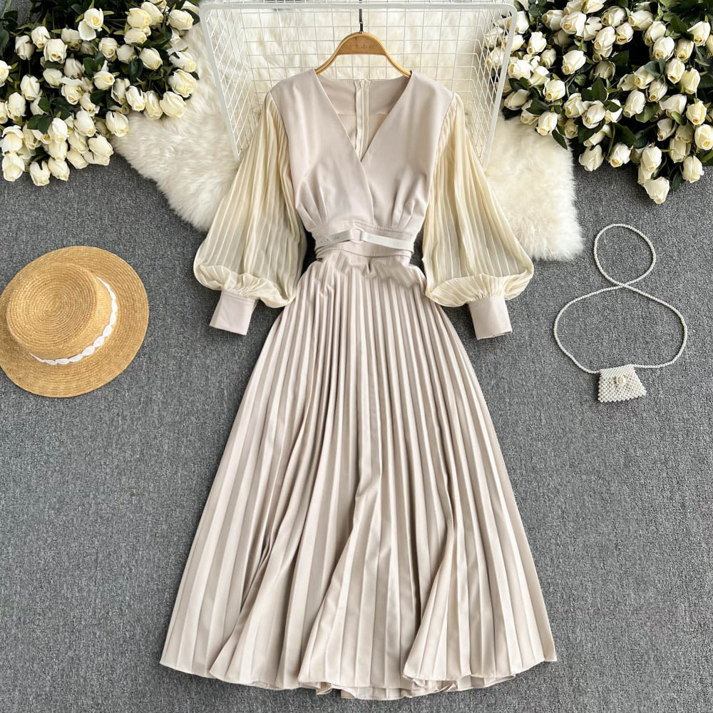 French retro V-neck dress