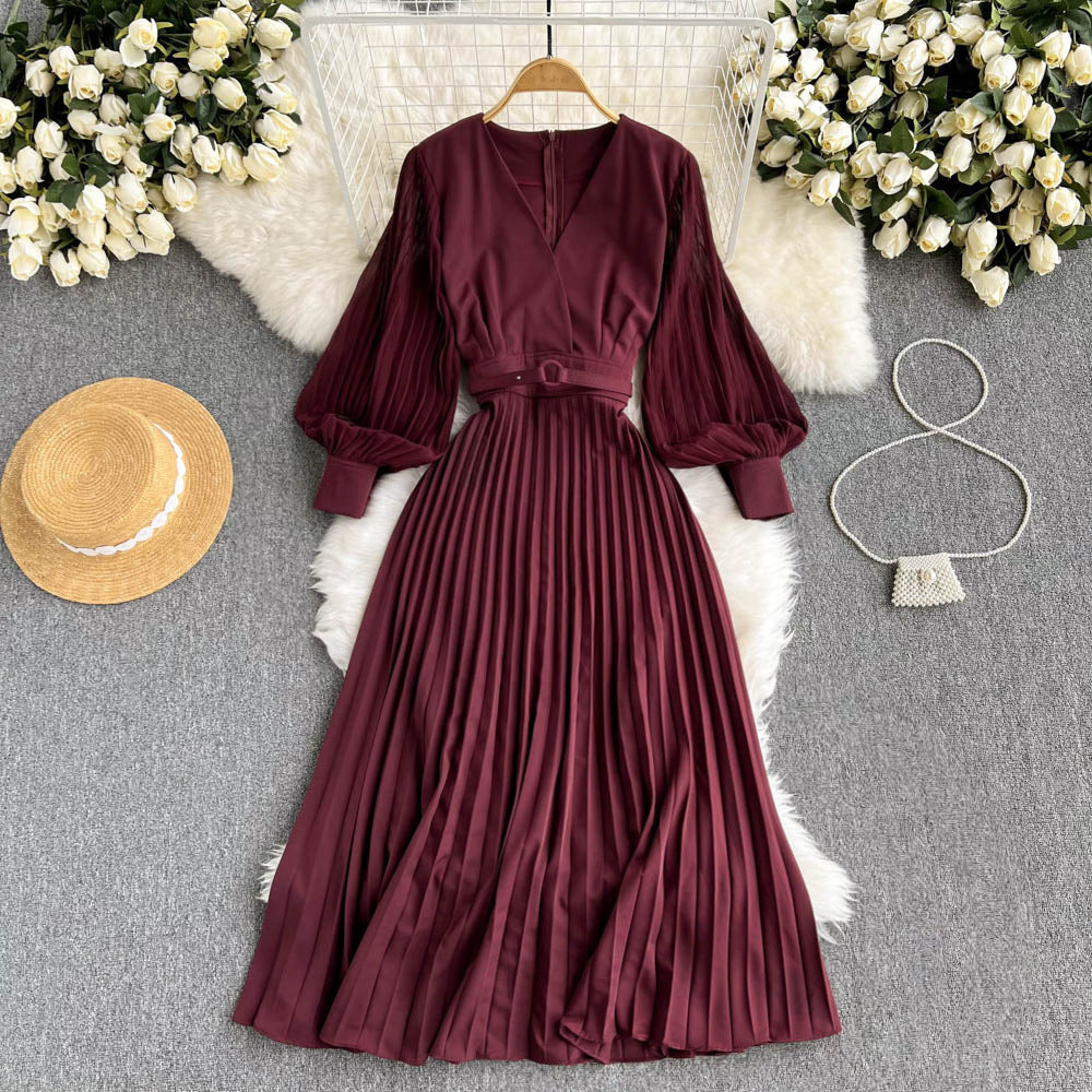 French retro V-neck dress