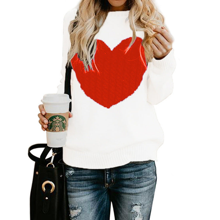 Maglione pullover stampato con cuore