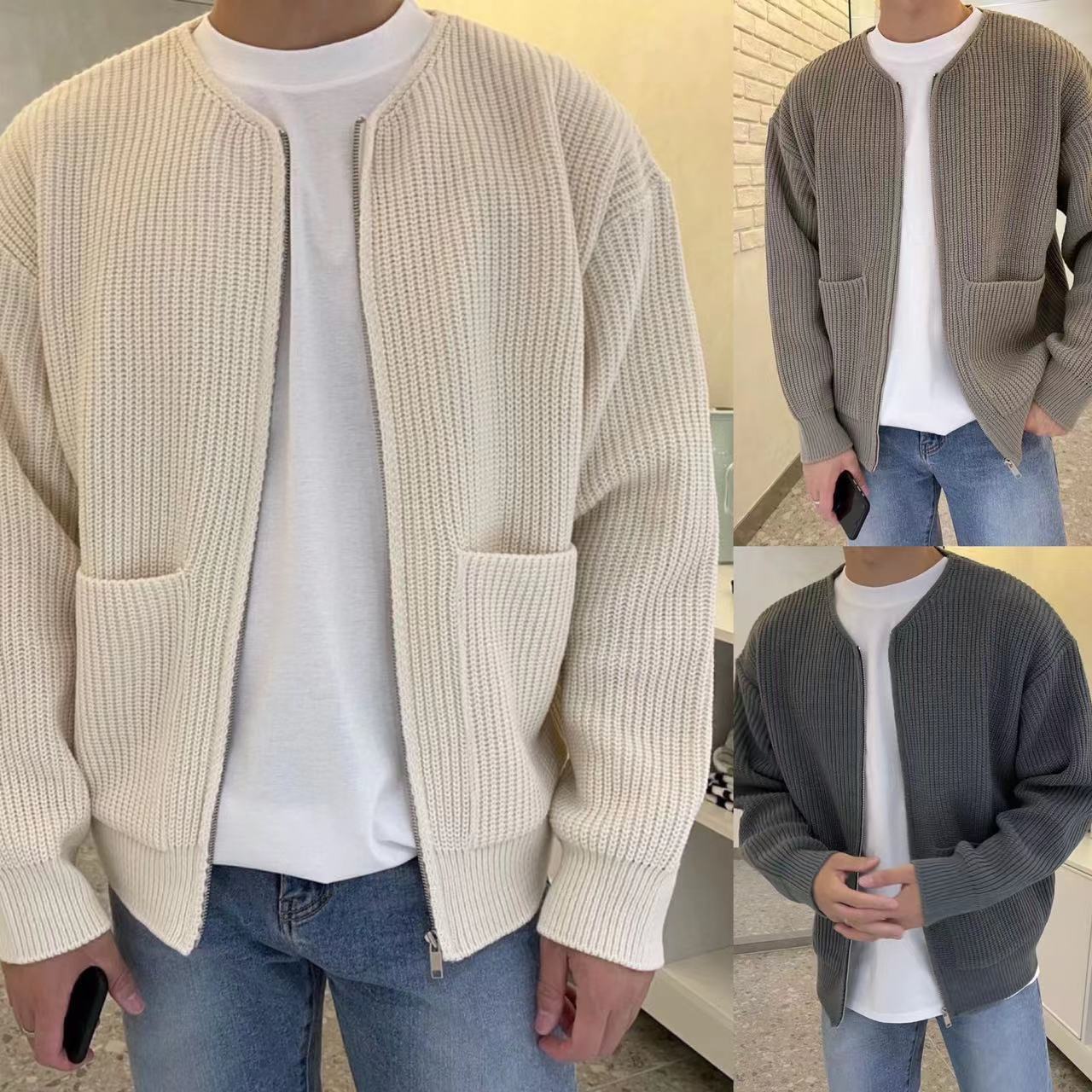 Cardigan da uomo in maglia con cerniera