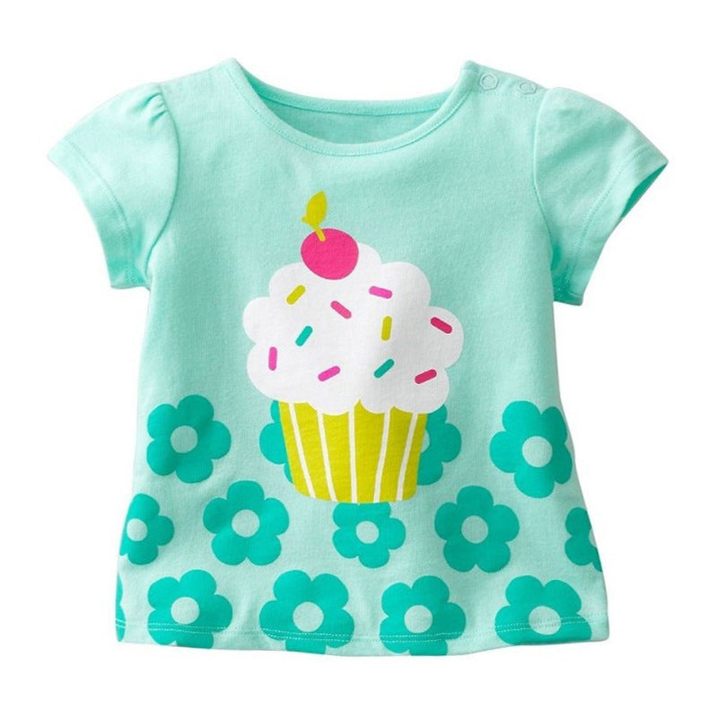 T-shirt da bambina in cotone a maniche corte