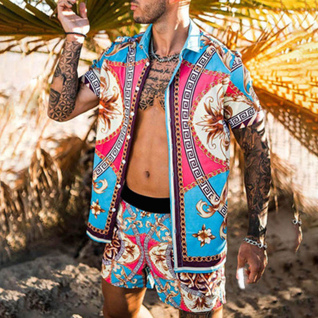 Camicia floreale da spiaggia set da uomo