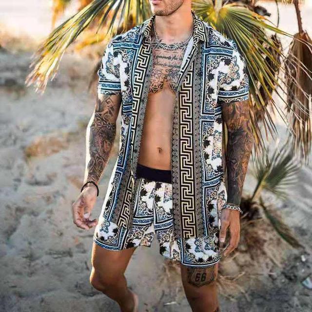 Camicia floreale da spiaggia set da uomo