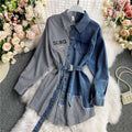 Abito da donna con cuciture in denim a maniche lunghe