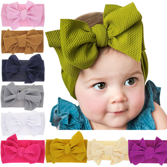Headband with solid color bow for newborns 