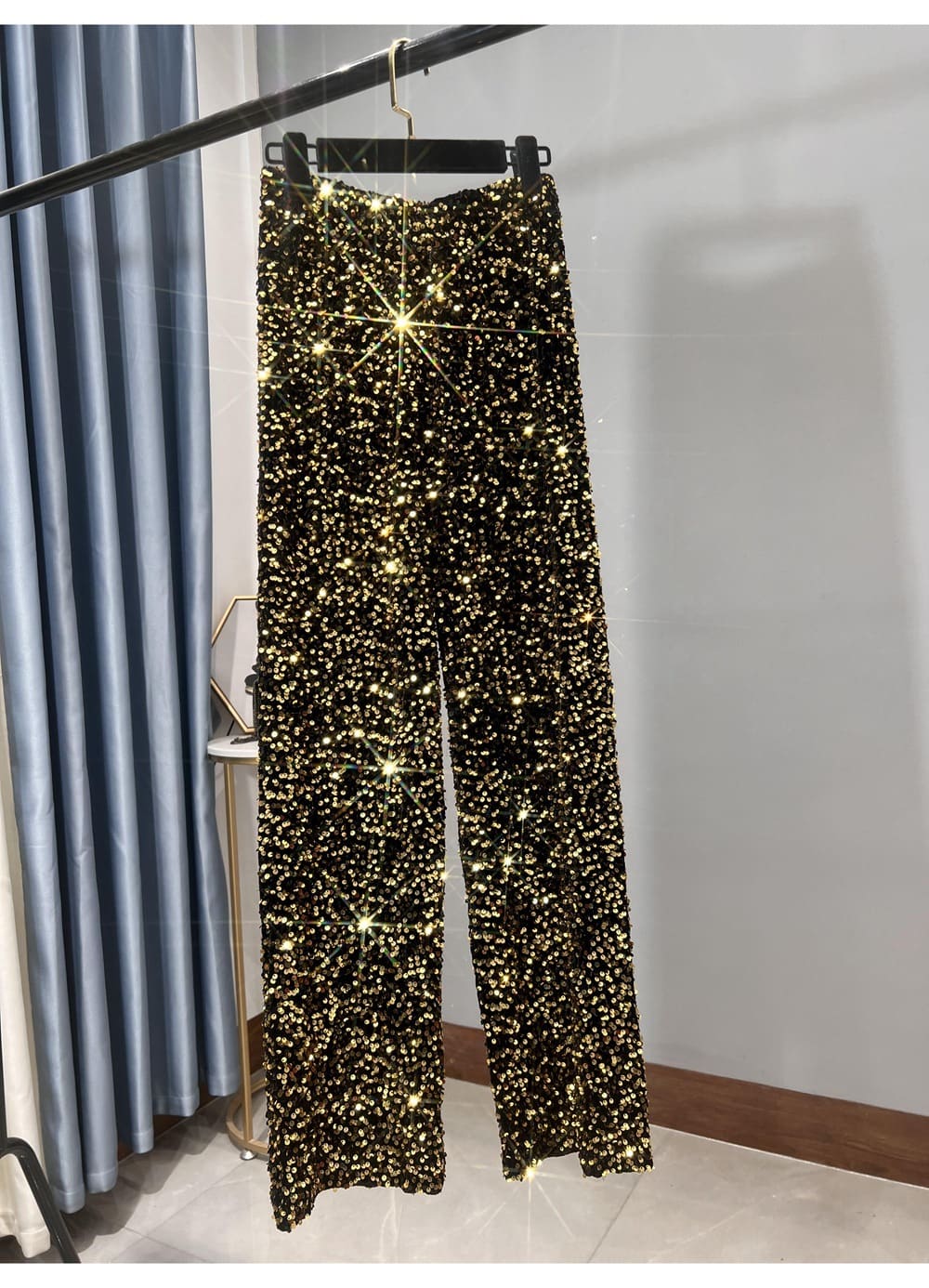 Pantaloni Sun a gamba larga con paillettes