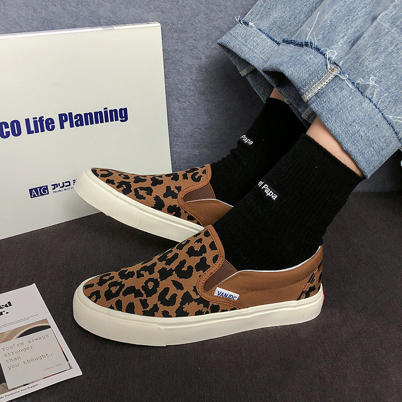 Scarpe da donna versatili estive in tela con stampa leopardata