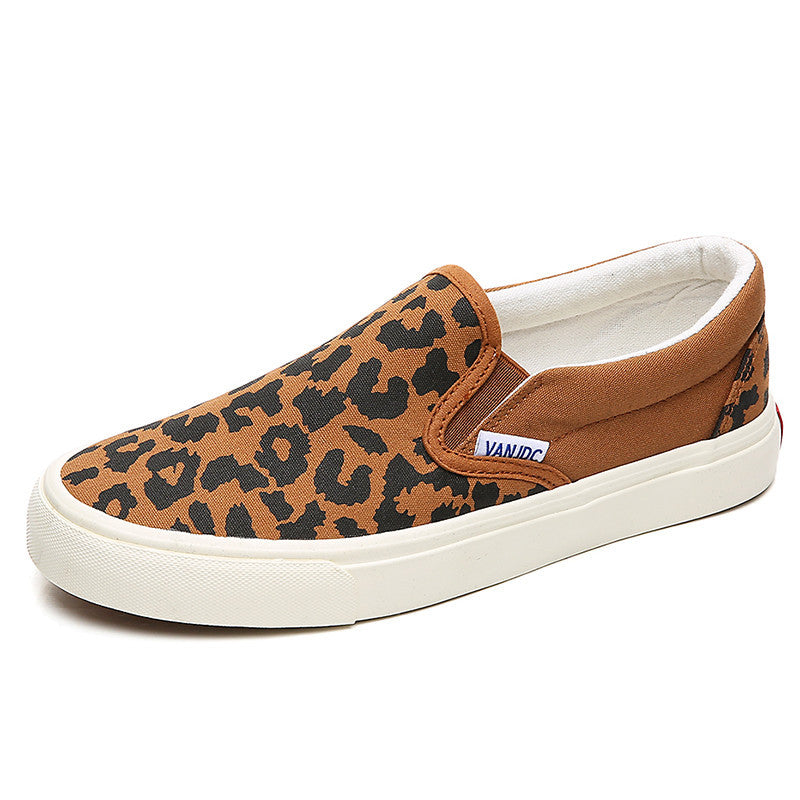 Scarpe da donna versatili estive in tela con stampa leopardata