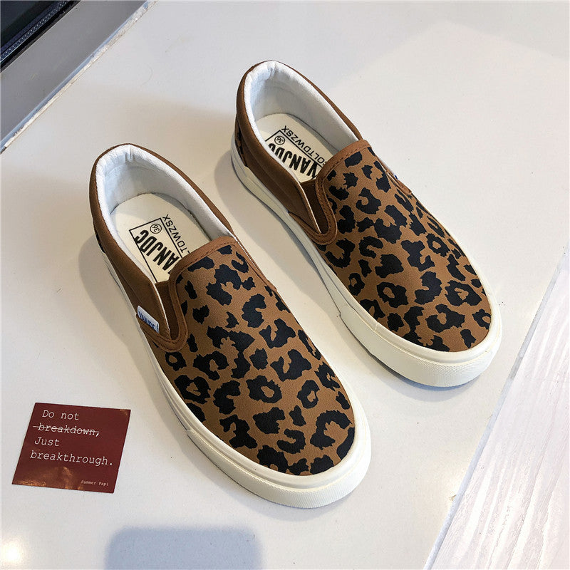 Scarpe da donna versatili estive in tela con stampa leopardata