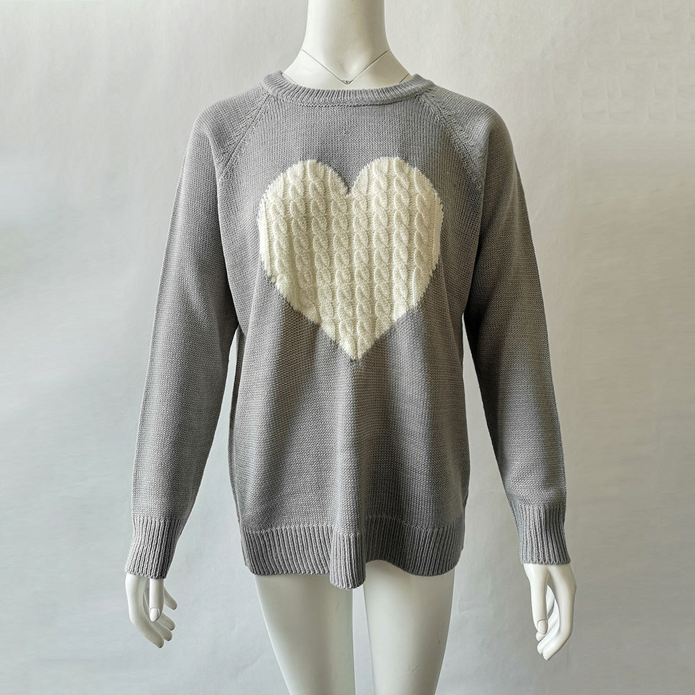 Maglione pullover stampato con cuore