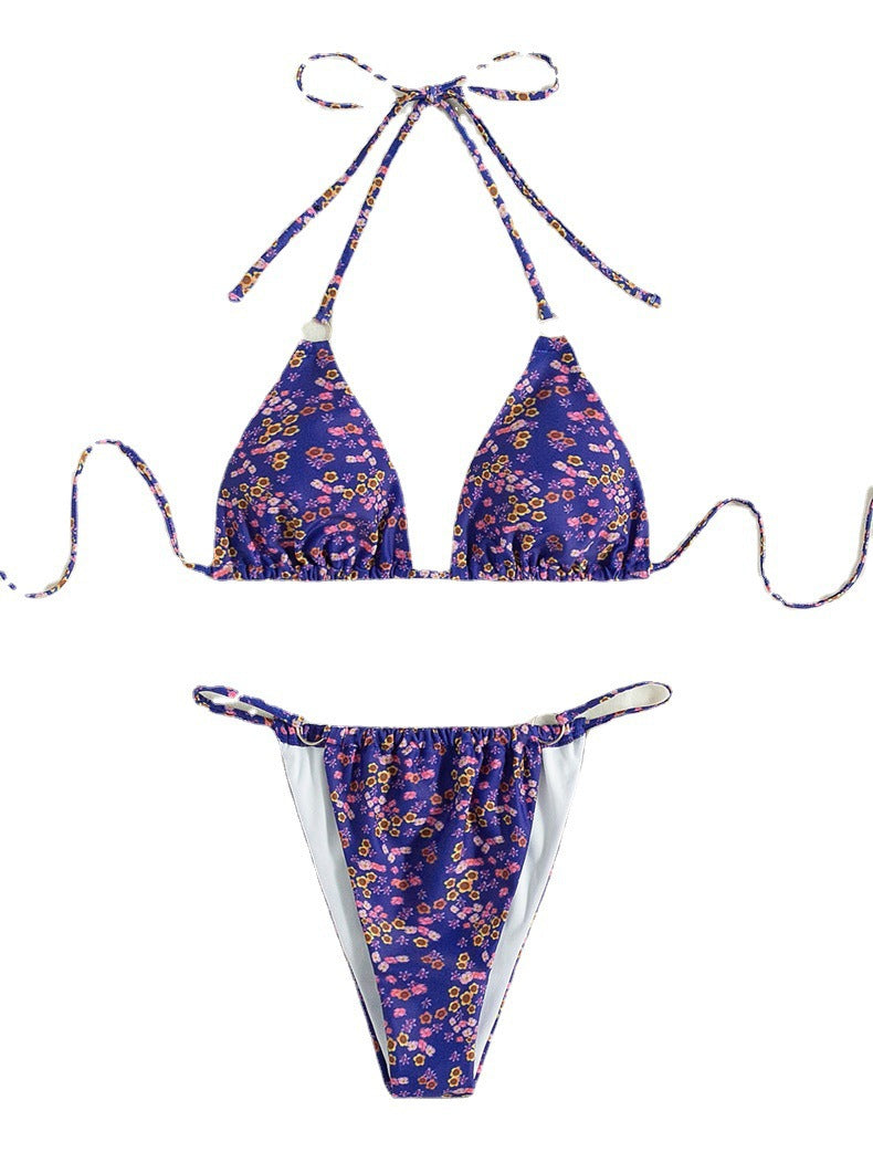 Bikini da donna con coppa a triangolo con lacci floreali - Ame Morena