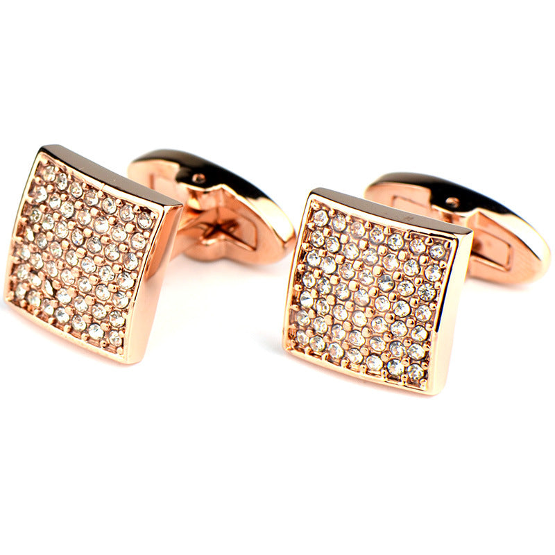 Gemelli con diamanti bianchi di precisione Full Diamond Gemelli francesi in oro rosa - Ame Morena