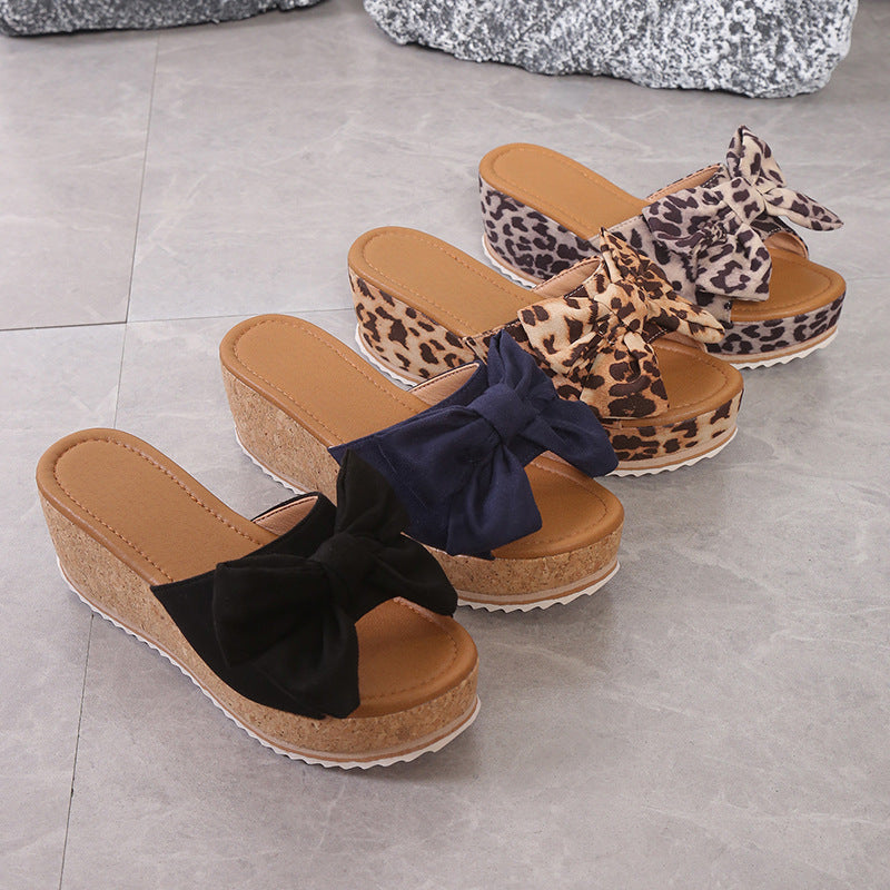 Pantofole con stampa leopardata con fiocco - Ame Morena