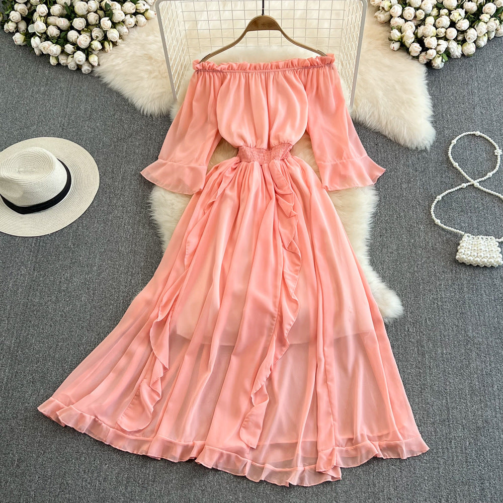 Gathered chiffon dress