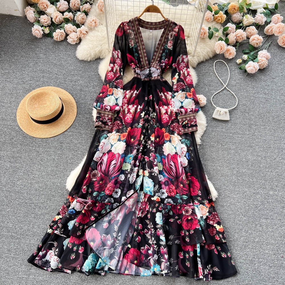 A-line chiffon knit dress