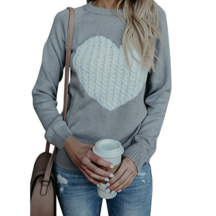 Maglione pullover stampato con cuore