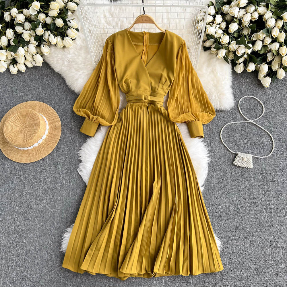 French retro V-neck dress