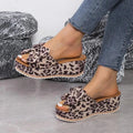 Pantofole con stampa leopardata con fiocco - Ame Morena