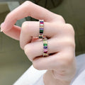 Anello con zirconi arcobaleno femminile geometrico colorato - Ame Morena