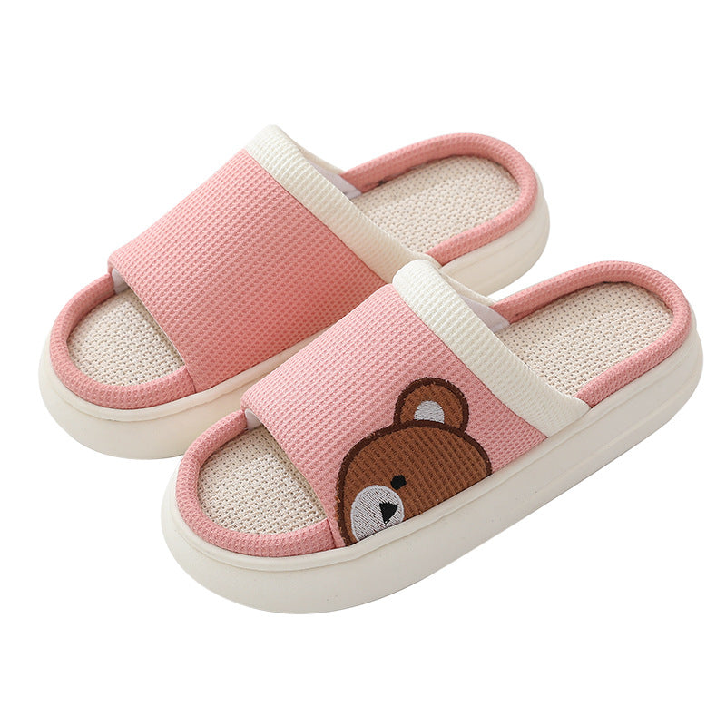 Pantofole in lino con orso simpatico - Ame Morena