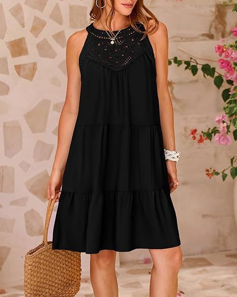 Summer A-line dress with halter neckline