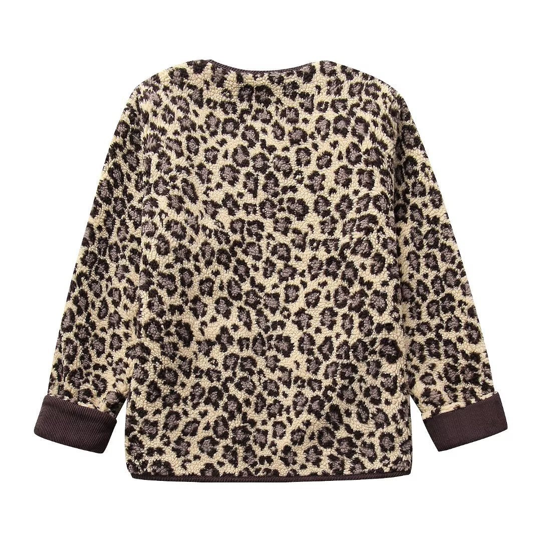 Giacca casual con stampa leopardata da donna