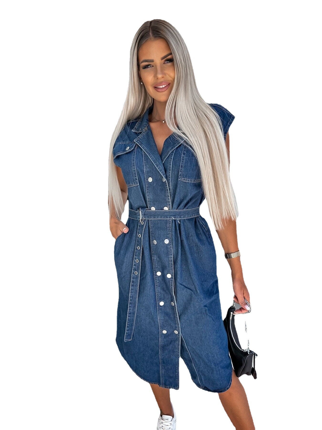 Abito in denim con lacci casual