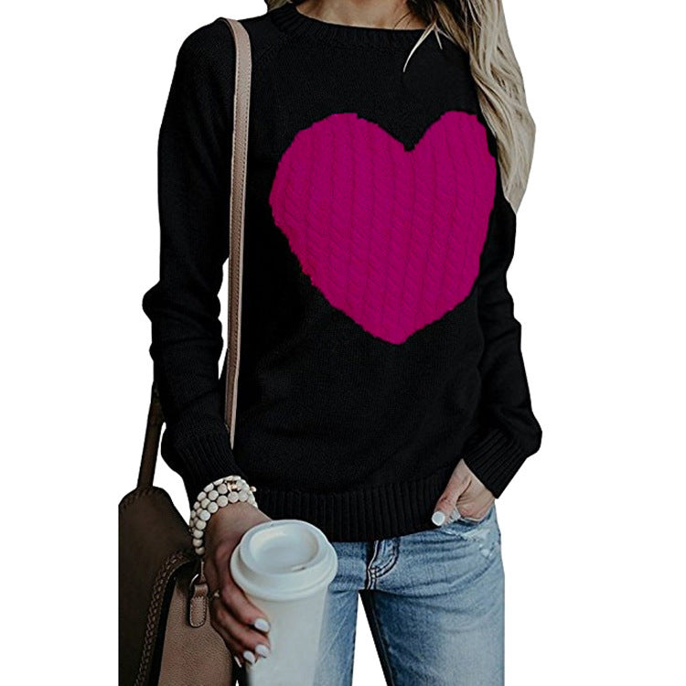 Maglione pullover stampato con cuore