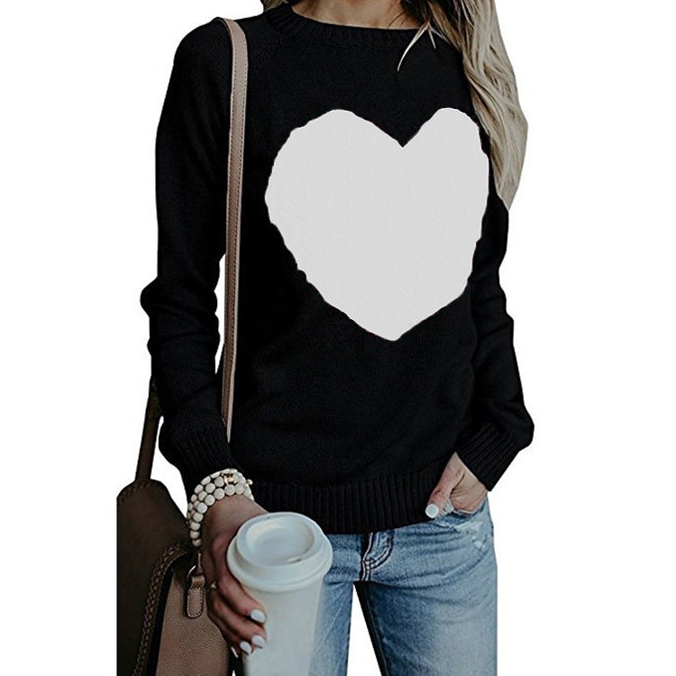 Maglione pullover stampato con cuore