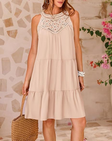 Summer A-line dress with halter neckline