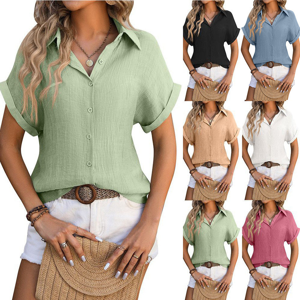 Summer casual loose pleated shirt