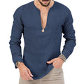 Camicia casual a maniche lunghe in lino da uomo - Ame Morena