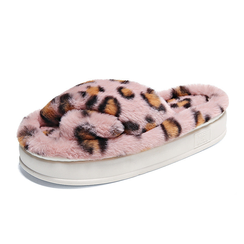 Pantofole soffici transfrontaliere leopardate da donna