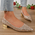 Scarpe con tacco basso con paillettes in cristallo da donna - Ame Morena