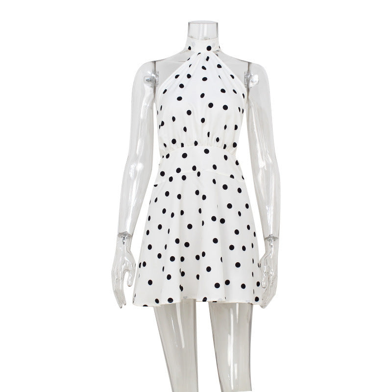 Abito Corto a Trapezio con Pois