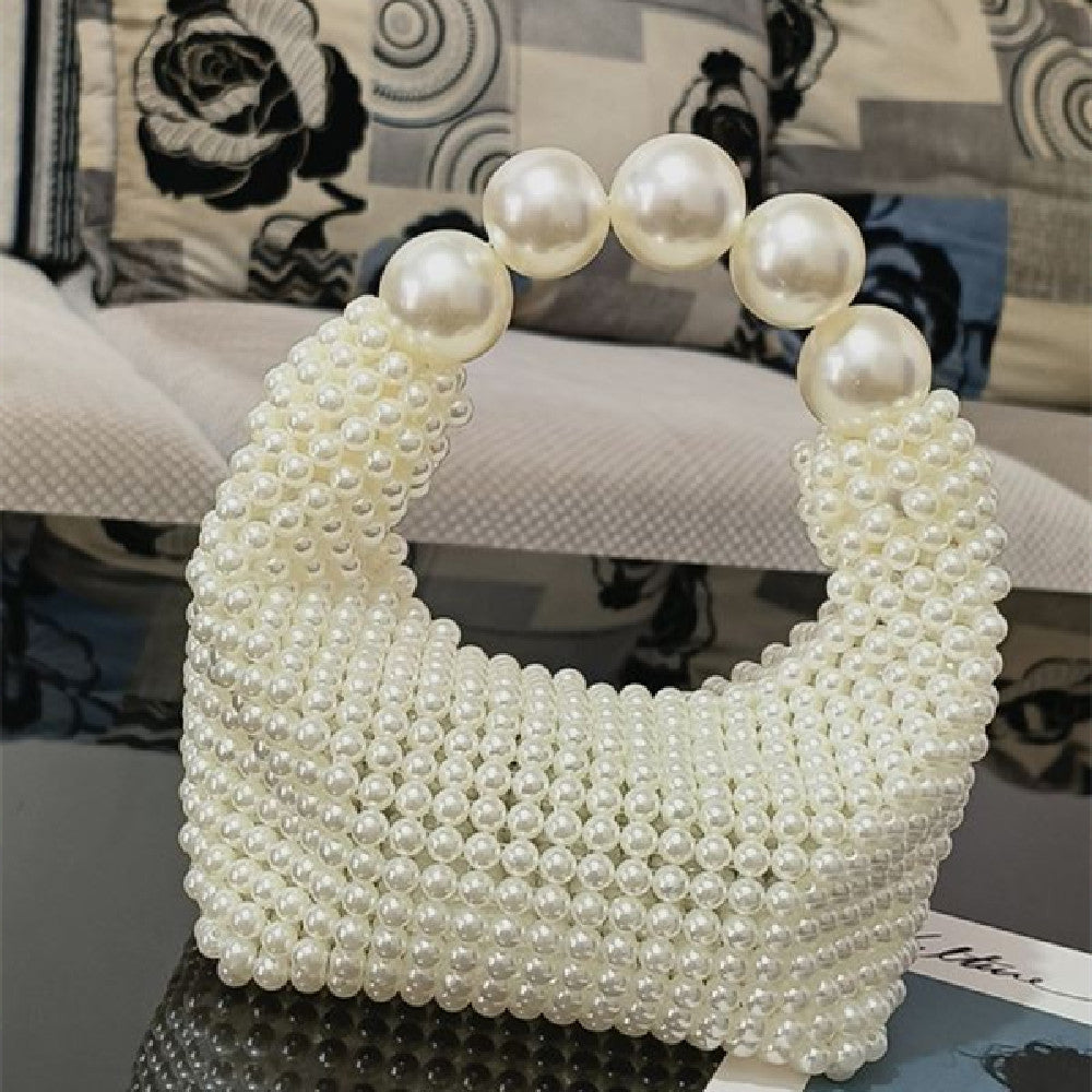 Borsa Intrecciata in Perline con Manico a Maxi Sfere