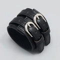 Bracciale in pelle con fibbia ad ardiglione punk Hip Hop in pelle larga semplice e regolabile - Ame Morena