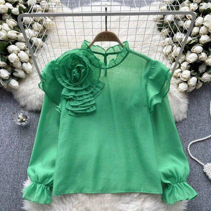 Dolce camicia in chiffon con maniche a sbuffo - Ame Morena