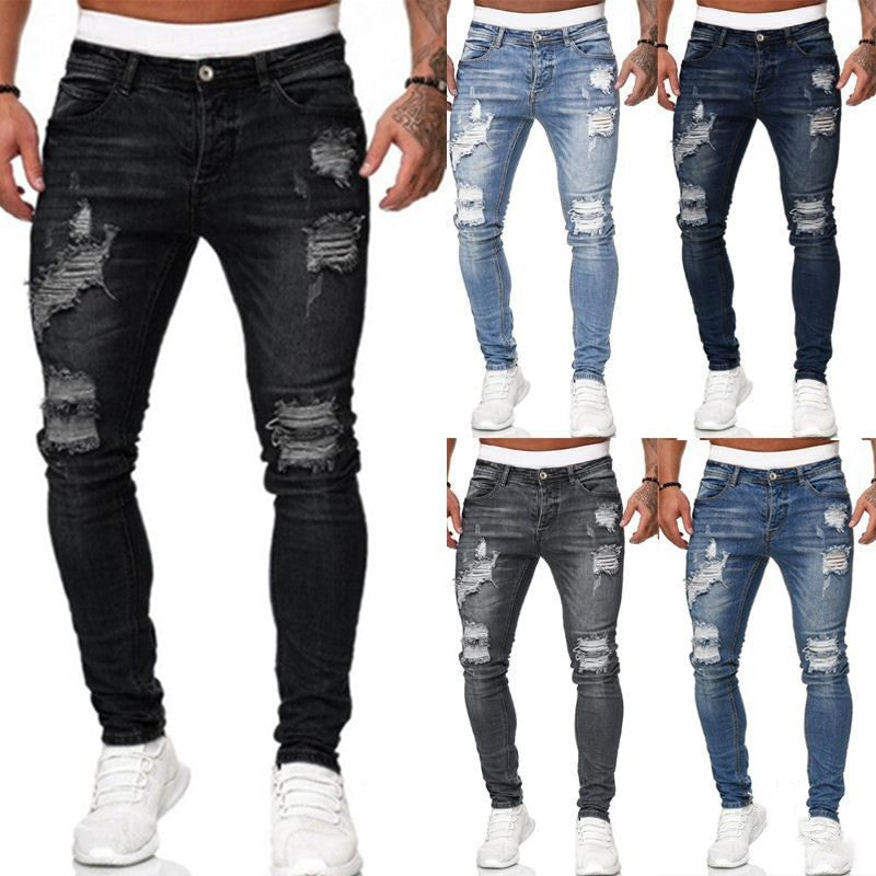 Jeans Skinny Strappati da Uomo