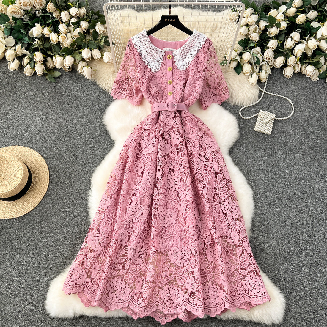 Mid-length lace dress