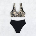 Costume da bagno bikini a vita alta con scollo a V con stampa leopardata per donna - Ame Morena