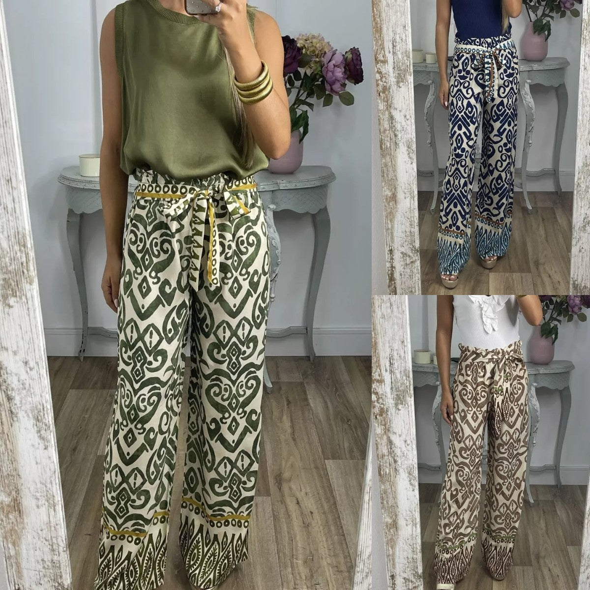 Pantaloni casual larghi con cintura