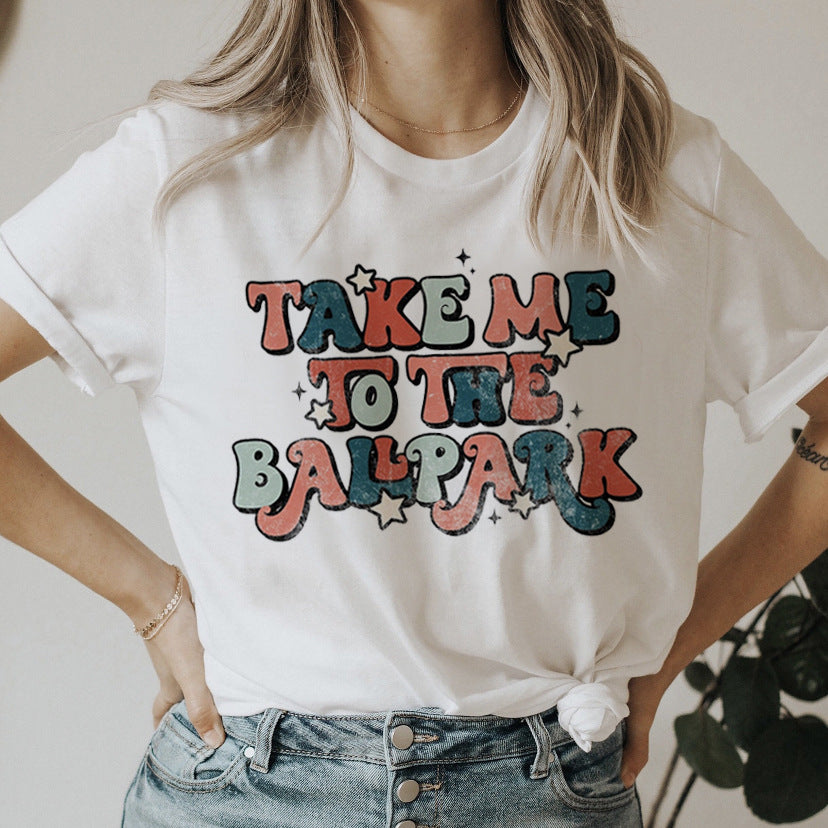 T-shirt con lettere, girocollo allentato - Ame Morena