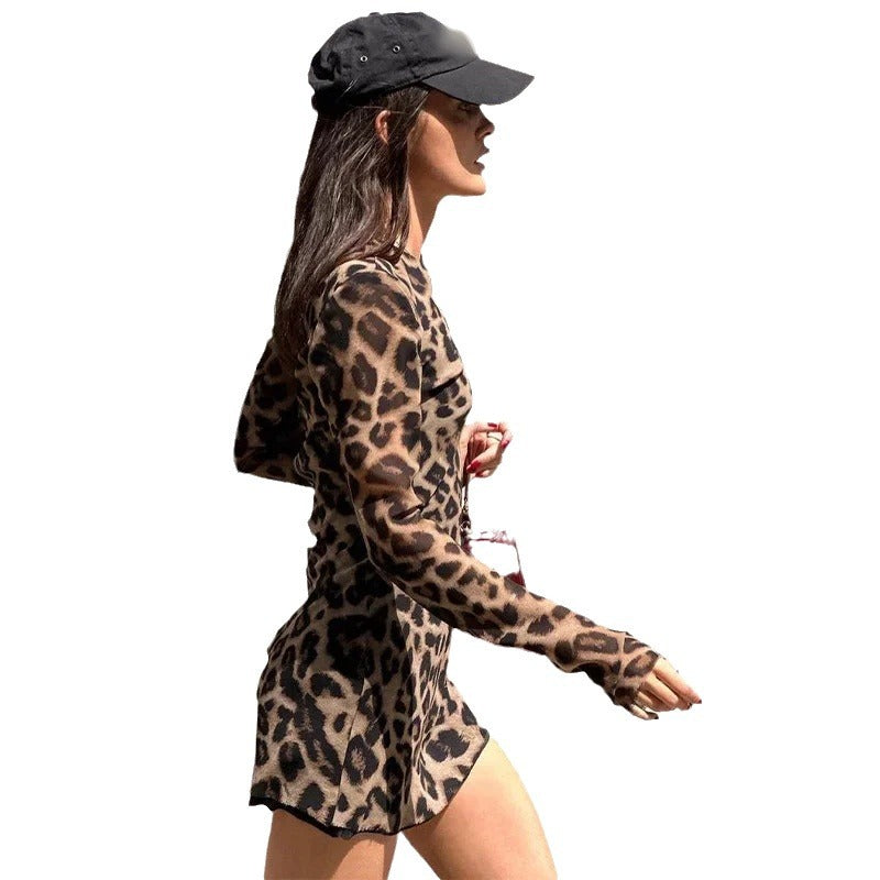 Long Sleeve Leopard Print Street Dress