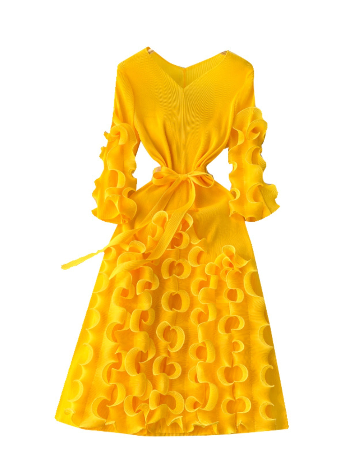 Dress with three-dimensional gathered design