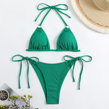 Set bikini da donna annodato al collo tinta unita